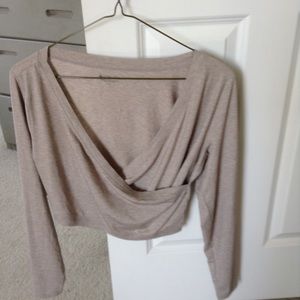 Athleta encore wrap top taupe